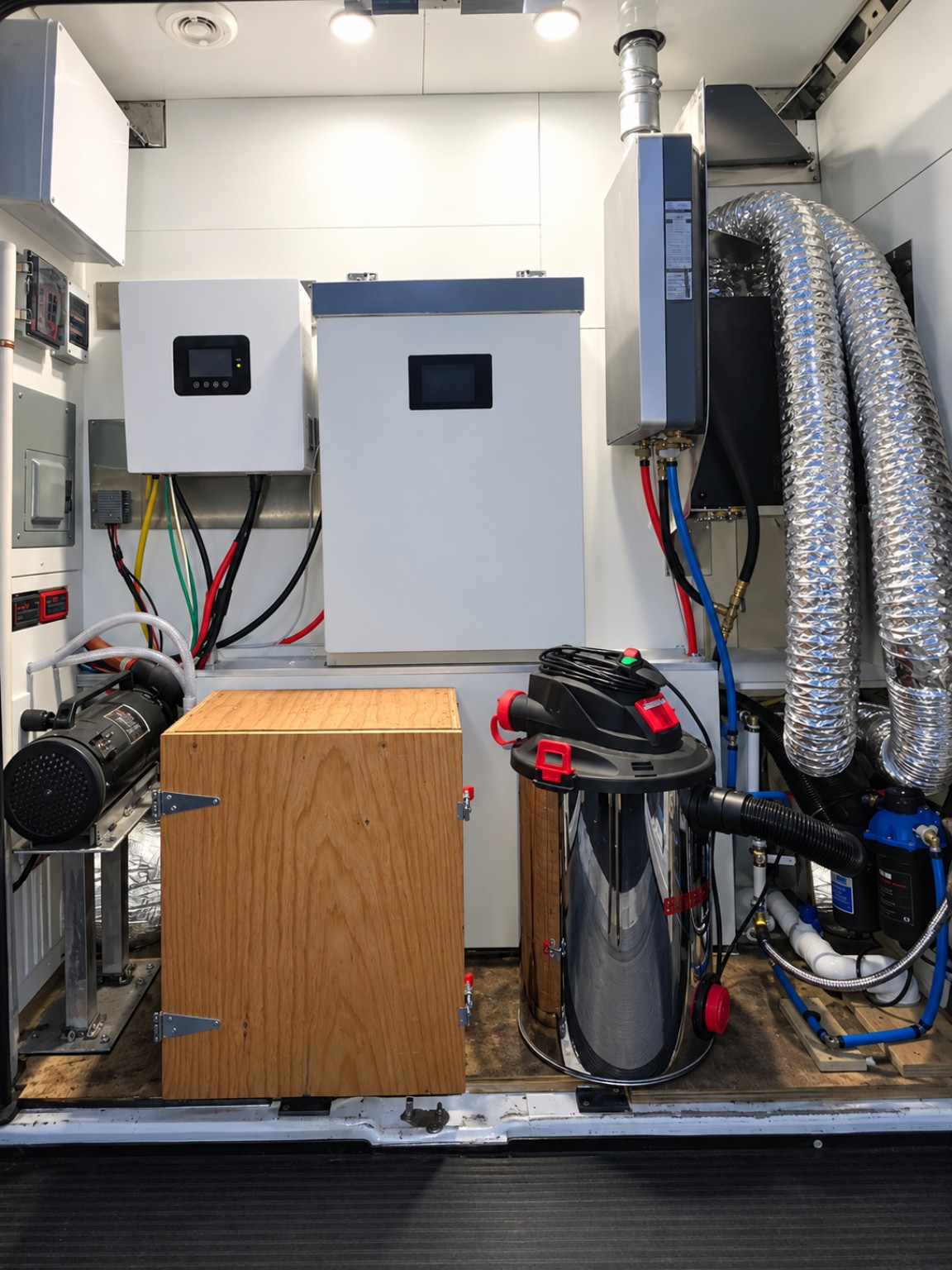 Actual VanGoColorado equipment room with integrated mechanical, water and electrical systems